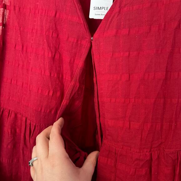 Simple Suzanne Betro Red Wrap Maxi Dress Size 3X Cotton Casual Beach Vacation - Picture 5 of 11